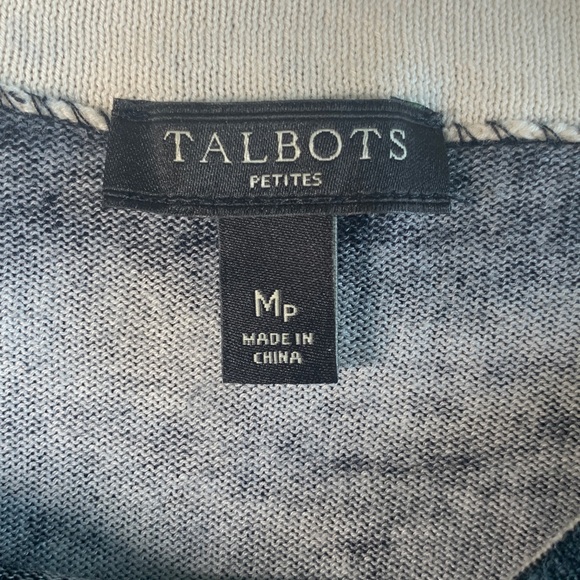 Talbots 3/4 sleeve black and ivory floral crewneck sweater size medium petite - Picture 3 of 6